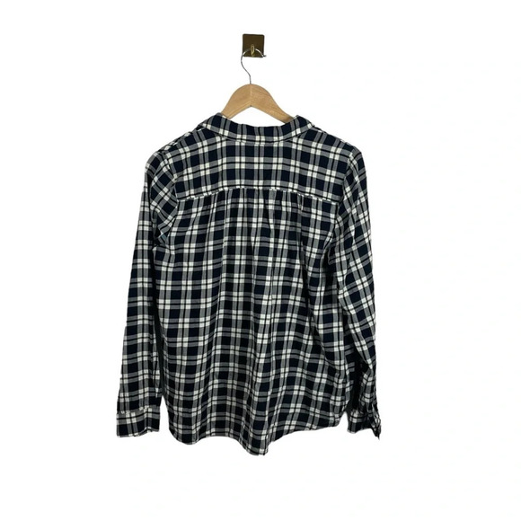 Madewell Arion Plaid Wrap Front Long Sleeve Blouse in Black/White Size M - Picture 8 of 10